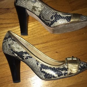Black Gold Snake Print Holiday Heels
